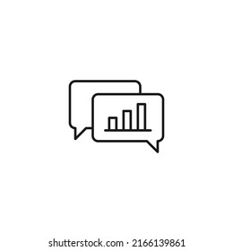 Monochrome outline sign drawn with black thin line. Modern symbol suitable for advertisement, web sites, stores. Vector line icon of progress bar inside of speech bubble 