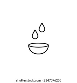 Monochrome outline sign suitable for web sites, books, banners, stores, advertisements. Editable stroke. Line icon of drops over contact lens for eyes 