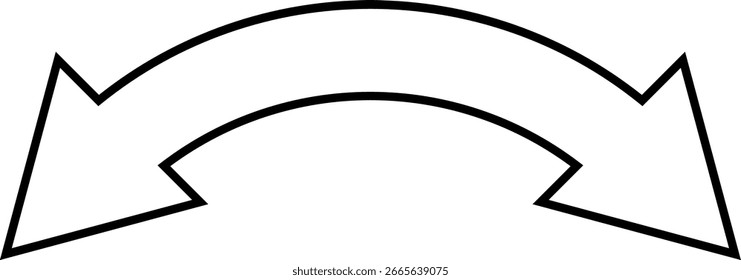Monochrome outlined double sided arrow illustration. Vector illustration of double arrow clip art. Black arrow pointing left and right, bidirectional arrow. Minimalist graphic with geometric shapes
