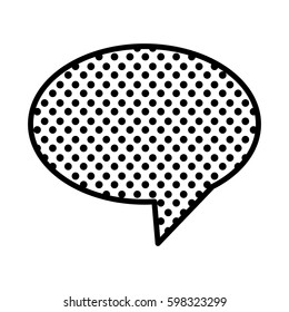 monochrome oval speech with tail and background with dots vector illustration