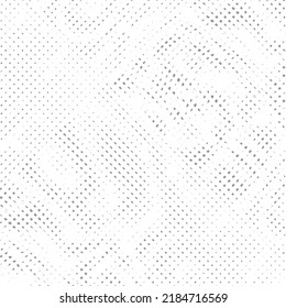 Monochrome overlay texture of rough canvas fiber. Burlap grunge checkered pattern. Gray and white dot lattice fabric. Textile grid, braided thread background. Cloth linen sack backdrop. Vector