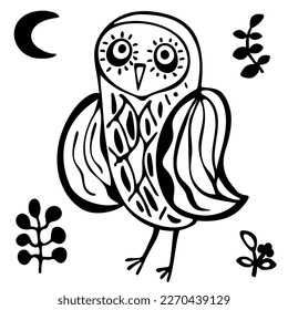 monochrome owl on a white background vector