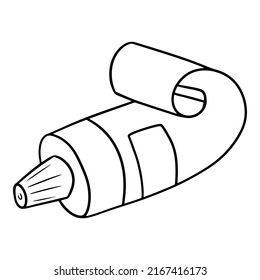 Monochrome painting, tube of paints, toothpaste, hand and face cream, glue. Vector illustration in cartoon style on a white background