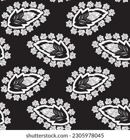 Monochrome Paisley abstract seamless pattern design for fashion textiles, graphics, backgrounds and crafts