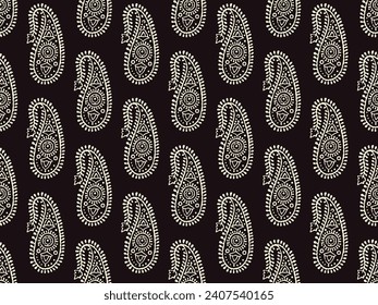 MONOCHROME PAISLEY FLORAL AJRAKH PATTERN  AND BLOCK PRINT PATTERN BATIK PRINT BACKGROUND DIGITAL PRINTING TEXTILE PATTERN