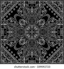 Monochrome Paisley pattern. Ethnic background for textile, wrapping