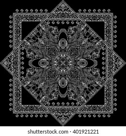 Monochrome Paisley pattern. Ethnic background for textile, wrapping, fabric