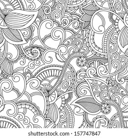 Monochrome paisley pattern. Seamless background. Vector illustration