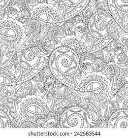 Monochrome paisley pattern. Seamless background