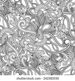 Monochrome paisley pattern. Seamless background