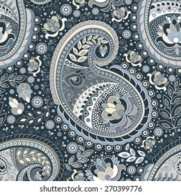 Monochrome Paisley seamless pattern 