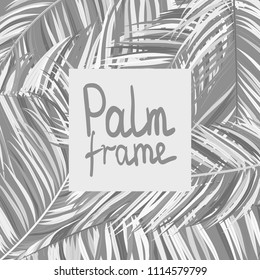 Monochrome Palm Branches in Various Forms. Tropic Foliage. Illustration of Jungle Plants. Vector Palm Leaves. Floral Elements Set. Detailed Palm Leaves for Pattern, Print or Your Creative Design.