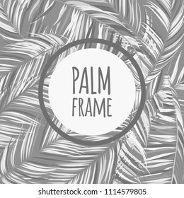Monochrome Palm Branches in Various Forms. Tropic Foliage. Illustration of Jungle Plants. Vector Palm Leaves. Floral Elements Set. Detailed Palm Leaves for Pattern, Print or Your Creative Design.