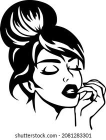 monochrome panno interior decor shadow sinple line black cute girl woman beauty