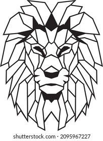 monochrome panno line black decoration logo design abstract line art geometry contour lion animal wild icon