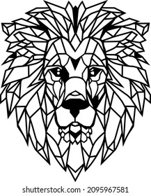 monochrome panno line black decoration logo design abstract line art geometry contour lion abstract wild palygon