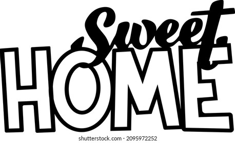 monochrome panno line black decoration logo design abstract line art geometry contour woodcut sweet home word motivation