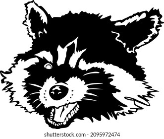 monochrome panno line black decoration logo design abstract line art geometry contour woodcut raccoon wild animal cat cute funny