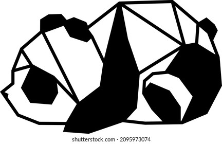 monochrome panno line black decoration logo design abstract line art geometry contour woodcut panda wild animal