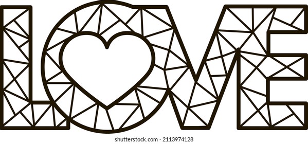 monochrome panno line black decoration logo design abstract line art geometry contour woodcut love heart valentine icon