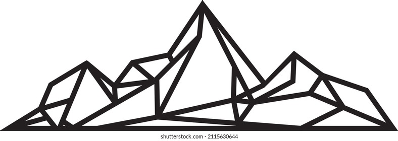 monochrome panno line black decoration logo design abstract line art geometry contour woodcut  mountain mountains  icon