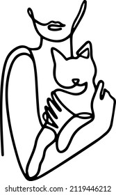 monochrome panno line black decoration logo design abstract line art geometry contour woodcut girl woman pet animal cat dog icon