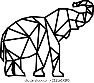 monochrome panno line black decoration logo design abstract line art geometry contour woodcut wild animal elephant icon