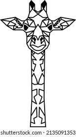 monochrome panno line black decoration logo design abstract line art geometry contour woodcut giraffe animal wild icon