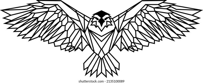 monochrome panno line black decoration logo design abstract line art geometry contour woodcut bird birds eagle wings animal wild icon