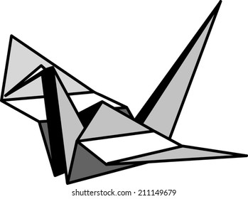Monochrome Paper Crane Icon (Vector)