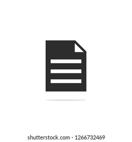 Monochrome paper with text, document icon . Vector illustration.