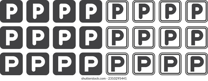 Monochrome Parking icons set.Vector illustration.