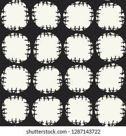 Monochrome Patched Dots Graphic Motif. Seamless Pattern.