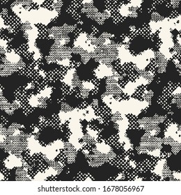 Monochrome Patched Textured Camouflage Pattern.