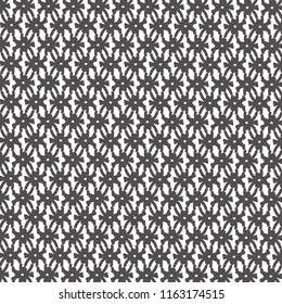 Monochrome pattern with abstract floral shapes. Retro textile print. Vector illustration.