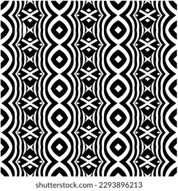 
Monochrome pattern. Abstract texture for fabric print, card, table cloth, furniture, banner, cover, invitation, decoration, wrapping.seamless repeating pattern.Black and white color.