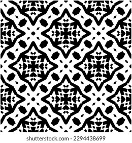 Monochrome pattern. Abstract texture for fabric print, card, table cloth, furniture, banner, cover, invitation, decoration, wrapping.seamless repeating pattern.Black and white color.