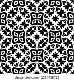 Monochrome pattern. Abstract texture for fabric print, card, table cloth, furniture, banner, cover, invitation, decoration, wrapping.seamless repeating pattern.Black and white color.