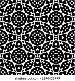Monochrome pattern. Abstract texture for fabric print, card, table cloth, furniture, banner, cover, invitation, decoration, wrapping.seamless repeating pattern.Black and white color.