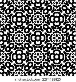 Monochrome pattern. Abstract texture for fabric print, card, table cloth, furniture, banner, cover, invitation, decoration, wrapping.seamless repeating pattern.Black and white color.