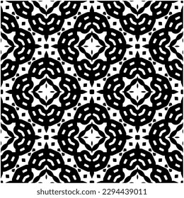 Monochrome pattern. Abstract texture for fabric print, card, table cloth, furniture, banner, cover, invitation, decoration, wrapping.seamless repeating pattern.Black and white color.