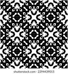 Monochrome pattern. Abstract texture for fabric print, card, table cloth, furniture, banner, cover, invitation, decoration, wrapping.seamless repeating pattern.Black and white color.