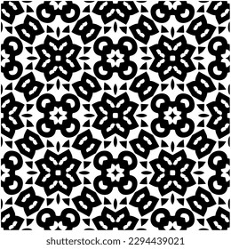 Monochrome pattern. Abstract texture for fabric print, card, table cloth, furniture, banner, cover, invitation, decoration, wrapping.seamless repeating pattern.Black and white color.