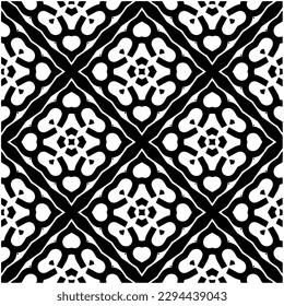 Monochrome pattern. Abstract texture for fabric print, card, table cloth, furniture, banner, cover, invitation, decoration, wrapping.seamless repeating pattern.Black and white color.