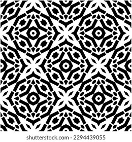 Monochrome pattern. Abstract texture for fabric print, card, table cloth, furniture, banner, cover, invitation, decoration, wrapping.seamless repeating pattern.Black and white color.