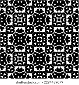 Monochrome pattern. Abstract texture for fabric print, card, table cloth, furniture, banner, cover, invitation, decoration, wrapping.seamless repeating pattern.Black and white color.