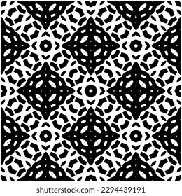 Monochrome pattern. Abstract texture for fabric print, card, table cloth, furniture, banner, cover, invitation, decoration, wrapping.seamless repeating pattern.Black and white color.