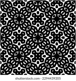 Monochrome pattern. Abstract texture for fabric print, card, table cloth, furniture, banner, cover, invitation, decoration, wrapping.seamless repeating pattern.Black and white color.