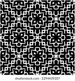 Monochrome pattern. Abstract texture for fabric print, card, table cloth, furniture, banner, cover, invitation, decoration, wrapping.seamless repeating pattern.Black and white color.