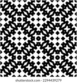 Monochrome pattern. Abstract texture for fabric print, card, table cloth, furniture, banner, cover, invitation, decoration, wrapping.seamless repeating pattern.Black and white color.